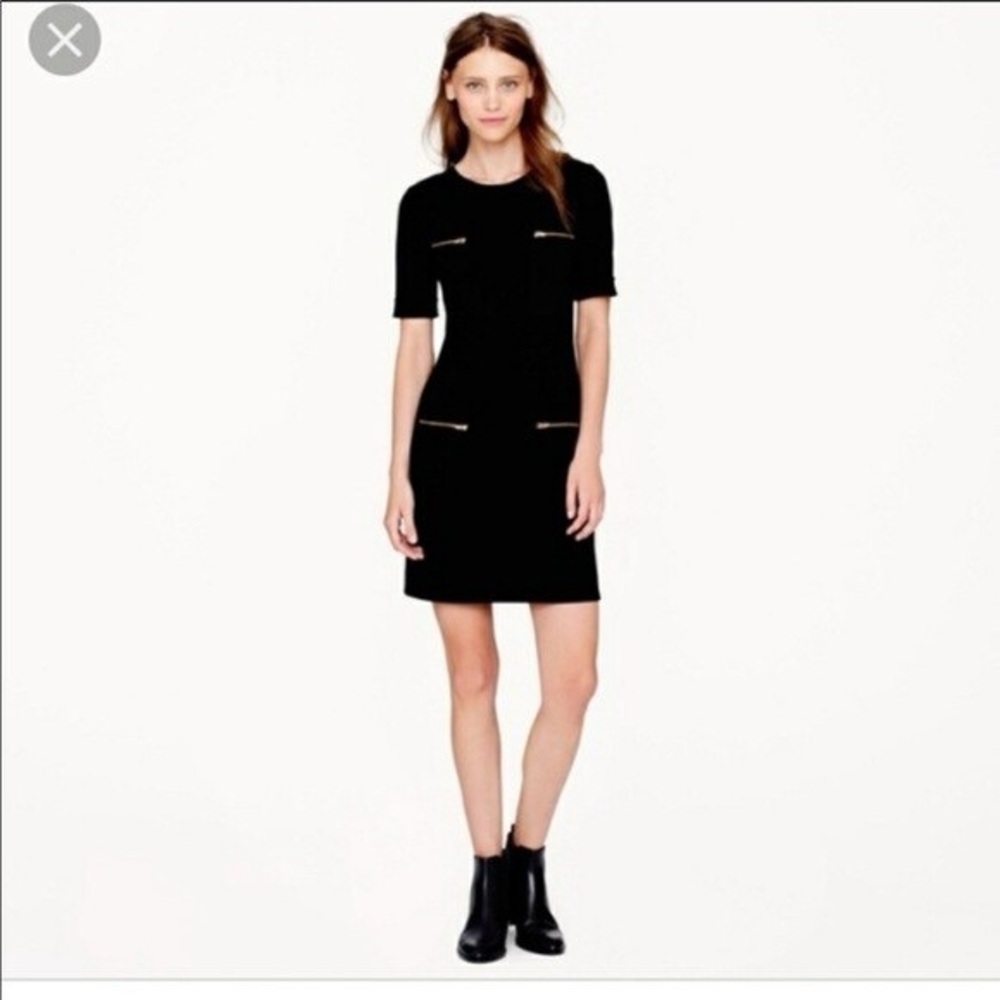 J. Crew Black Mini Dress with Zipper Accents